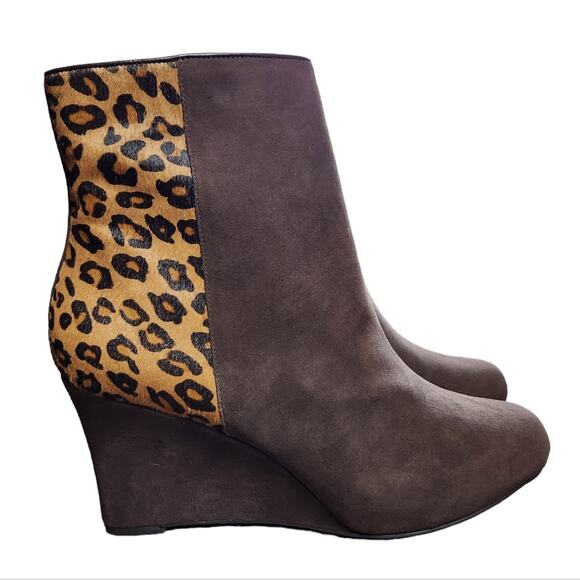 Rockport Seven to 7 suede heeled boots brown and leopard size 9 NEW - Picture 2 of 8